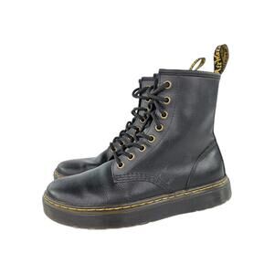 Dr. Martens Zavala Combat Boots US 7 Women's Black Leather Flat Heel Lace-Up